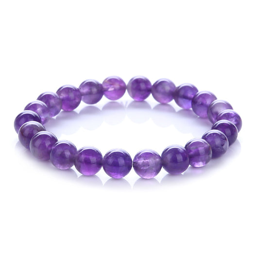 Amethyst Stretch Bracelet - 8mm Beads - Approx. 7.5 Inch