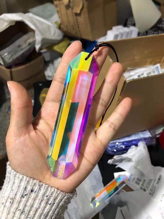 K9 Aura Crystal Hanger Suncatcher - Tall Thin - Colorful Twinkle Hanger - 12x3cm - Cotton String - China - NEW922