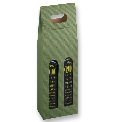 Sage Green with Groove Texture fits 2 olive oil Bottle Carrier 5.13 x 2.5 x 13.25 inches