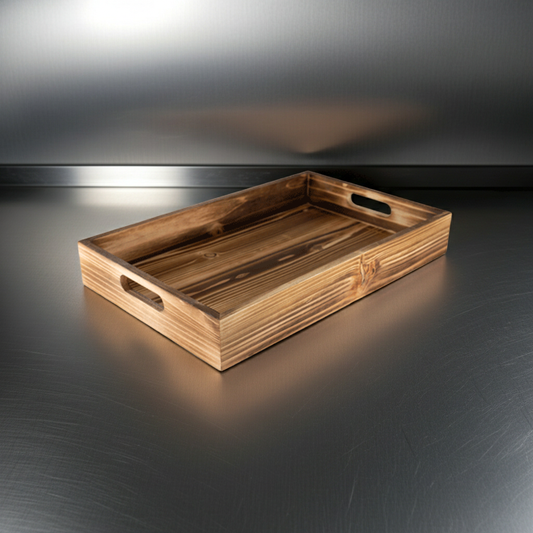 Brown Fir wood Tray MEDIUM 17.75 x 13 x 2.25 inch (use basket bag 35x40)