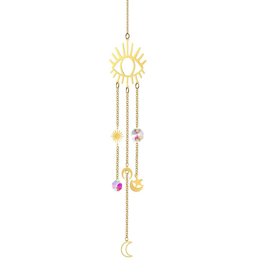 K9 Aura Crystal Hanger Suncatcher Evil Eye Brass Color Twinkle Hanger - Long inch - China