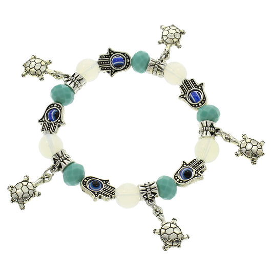 Evil Eye Turtle Charm Bracelet - 10mm - NEW1021