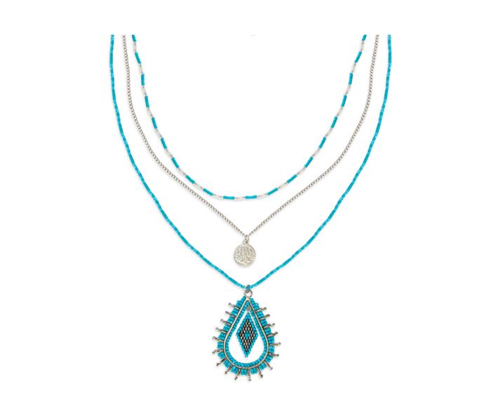 Mystic Moonrise Pendant Necklace - 18",20"&27"+3.5"EXT - Turquoise & Silver - NEW424