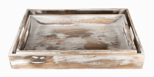 Set of 2 Whitewash Fir Wood Trays (Small & Medium)
BW5022W & BW5023W