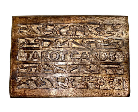 Tarot - Carved Wooden Box - 4 x 6 inch - India