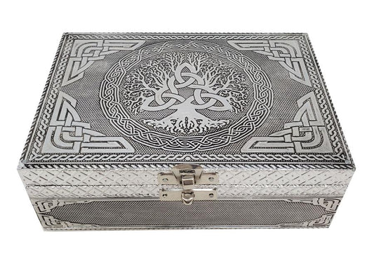 Triquetra Box - Carved METAL Over Wood - 4.75 x 6.75 inch - NEW1222