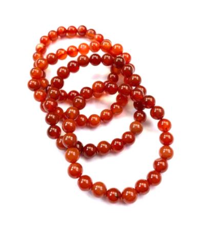 Carnelian Bracelet – Grade AA, Polished 8mm Beads (Approx. 7.5 Inches