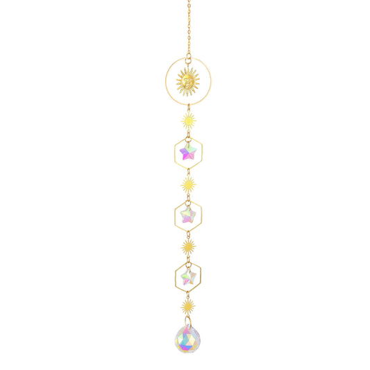 K9 Aura Crystal Hanger Suncatcher Color Sun Moon & 3 Stars - 15 inch - China -