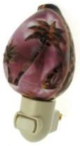 PALM TREE DESIGN CARVED COWRIE  Seashell NIGHT LIGHT White fixture