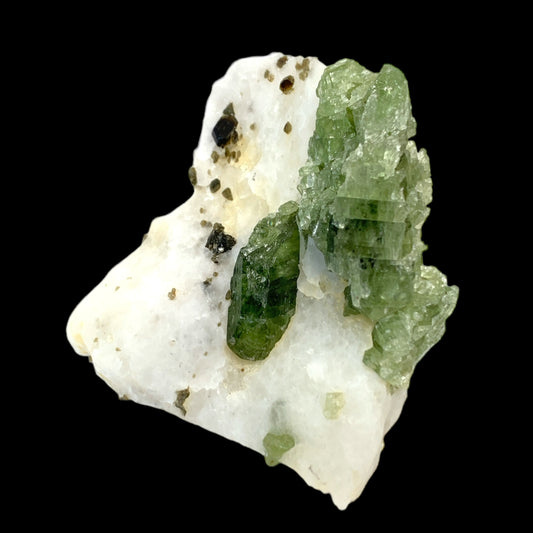 #1 Green Diopside on  Calcite - 89g - 2.75 inch - Afghanistan - Specimen 2