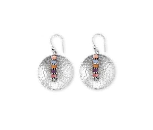 Moon Rise Silver Earrings -  inch Long - multicolored and silver - NEW424