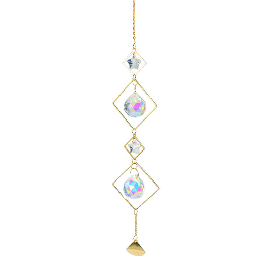 K9 Aura Crystal Hanger Suncatcher 2 Moons 2 Stars Brass Color  - 16 inch - China