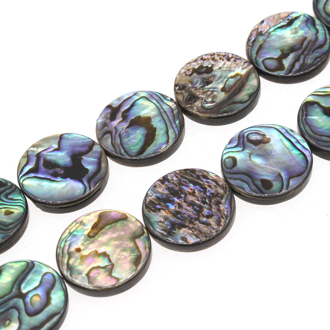 Abalone Shell Beads - Round - 10mm Weight: 31 Grams per Strand - China