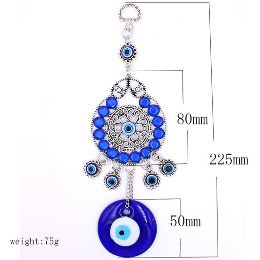 Evil Eye Hanger with 7 Round Blown Glass Eyes - Suncatcher 9 inch 22.5cm - China -