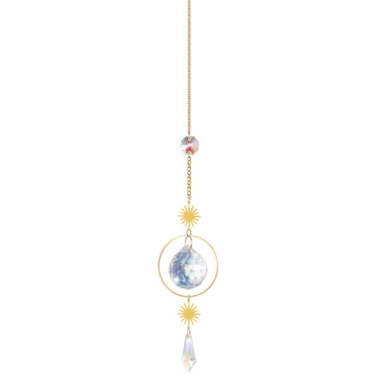 K9 Aura Crystal Hanger Suncatcher Sun Moon Star Brass Color - Long inch - China -