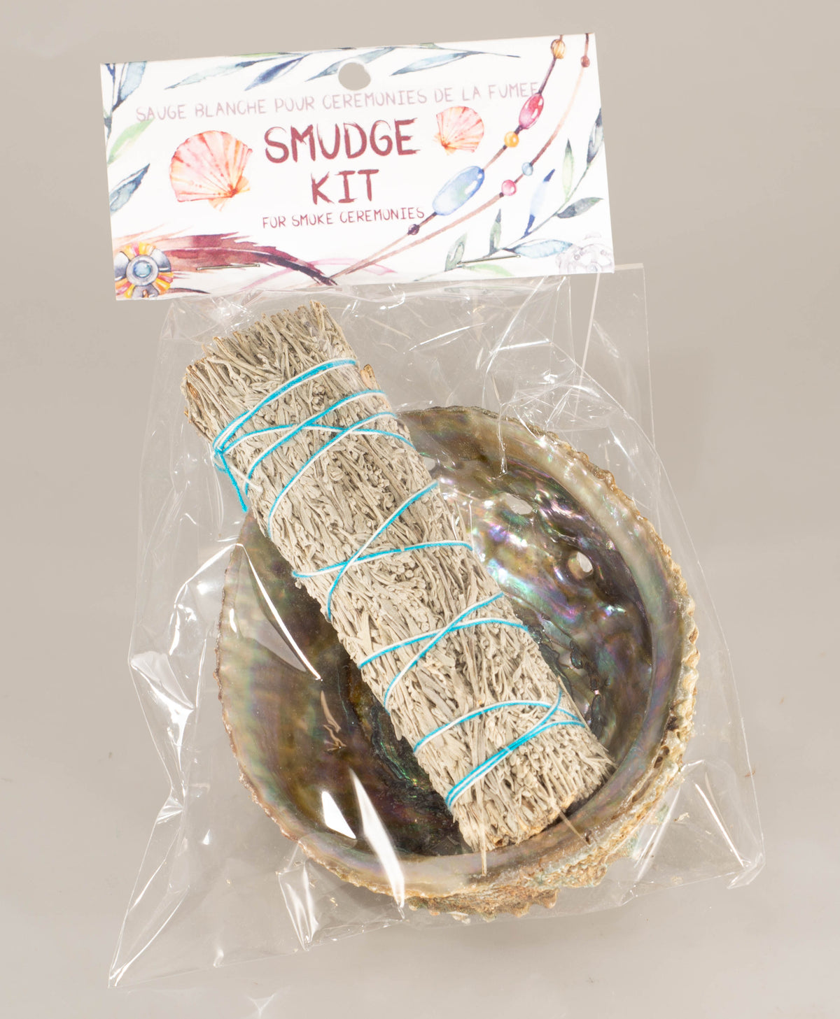 Smudge Kit SMUDGE KIT - PINK ABALONE WITH BLUE SAGE 4 inch STICK – Tropitek-Wholesale