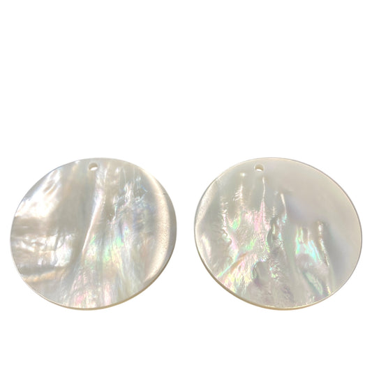 25mm Round MOP Natural White Shell with one Hole - - China