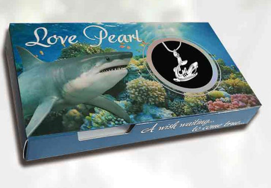 Wish Pearl Shark Design Box with Shark Pendant and Necklace - NEW523