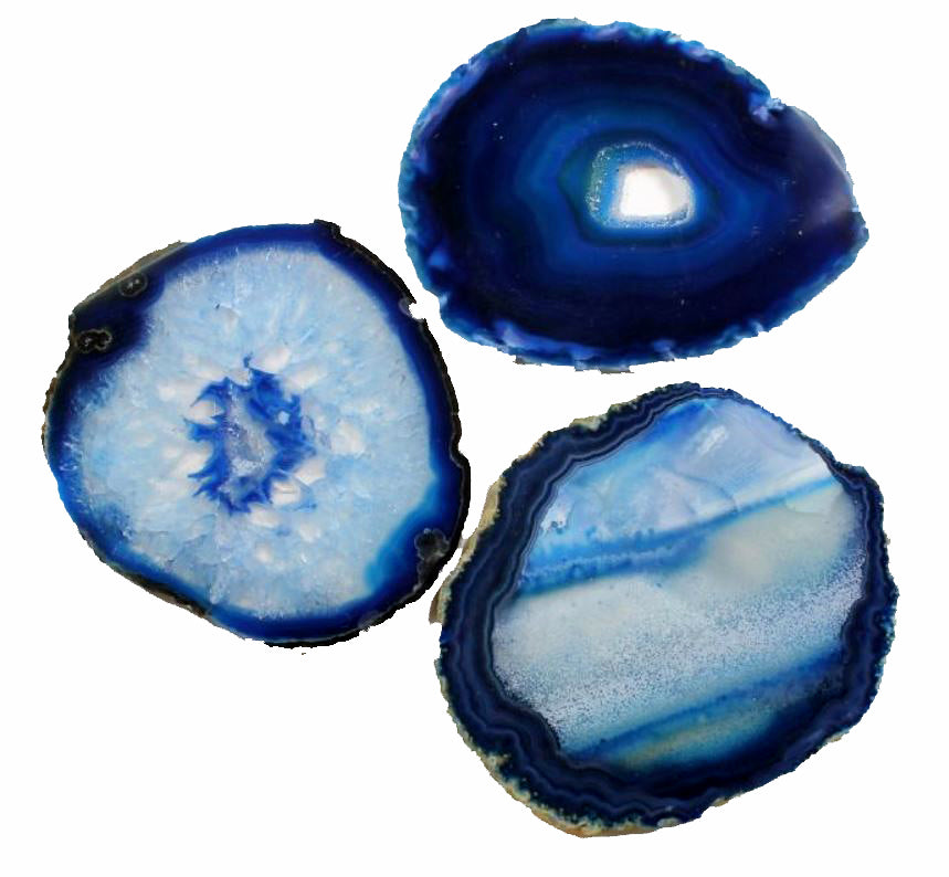 Agate Slices Blue - Grade A Size #3 - 3.5 x 2.75 inch - 9 to 12cm x 7 to 9cm - NEW1121