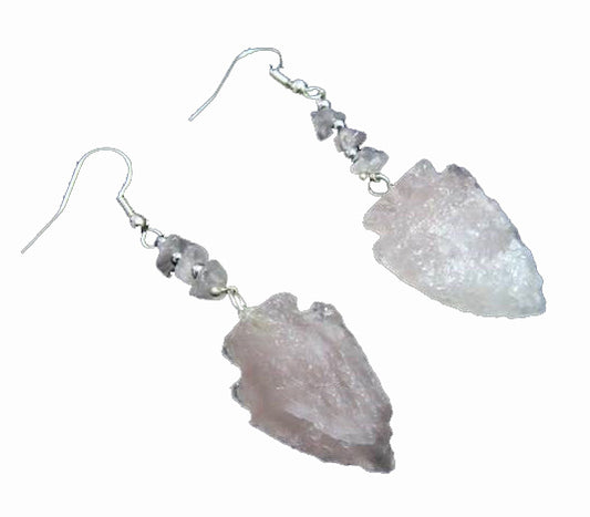 Rose Quartz Arrowheads earring with Rose chips - 50mm 20g - NEW1021