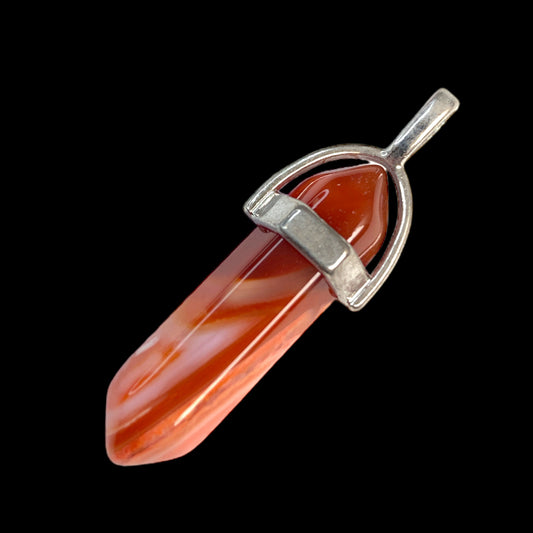 Carnelian Crystal Pendant - Platinum Colour Plated Brass Bail