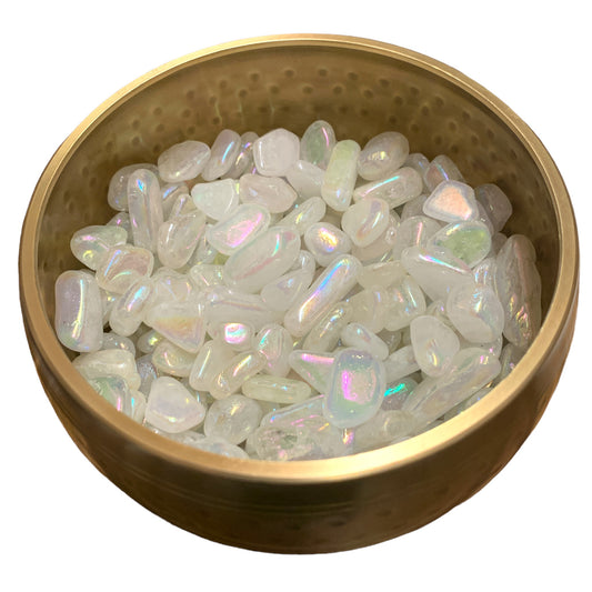 Rainbow Aura Clear Quartz Tumbled Stones - A - Medium - 20 - 30 mm - 500g - China