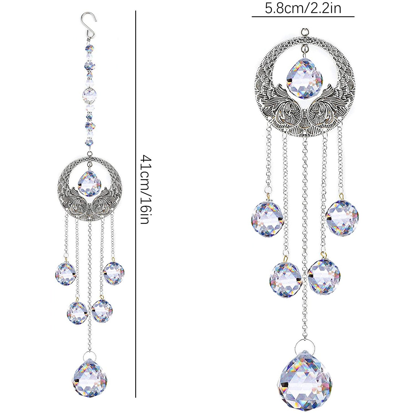 K9 Crystal Hanger Suncatcher Silver Color Twinkle Hanger - Long - 58mm x 41cm - China - NEW911