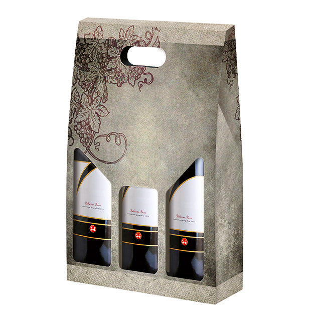 Wine Poetry- Poesia di Vino Design Triple WINE Bottle Carriers 750ml CORRUGATED (20 per case) NEW421