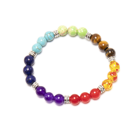 Gemstone Bracelets with zinc alloy bead Unisex multi-colored 8mm Approx 7.48 Inch - NEW222