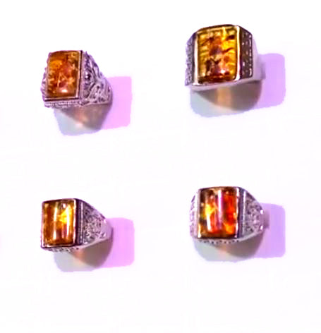 Amber RINGS Rectangle Large - Adjustable Assorted - Silver Color Plated Metal - mm - China - NEW1122