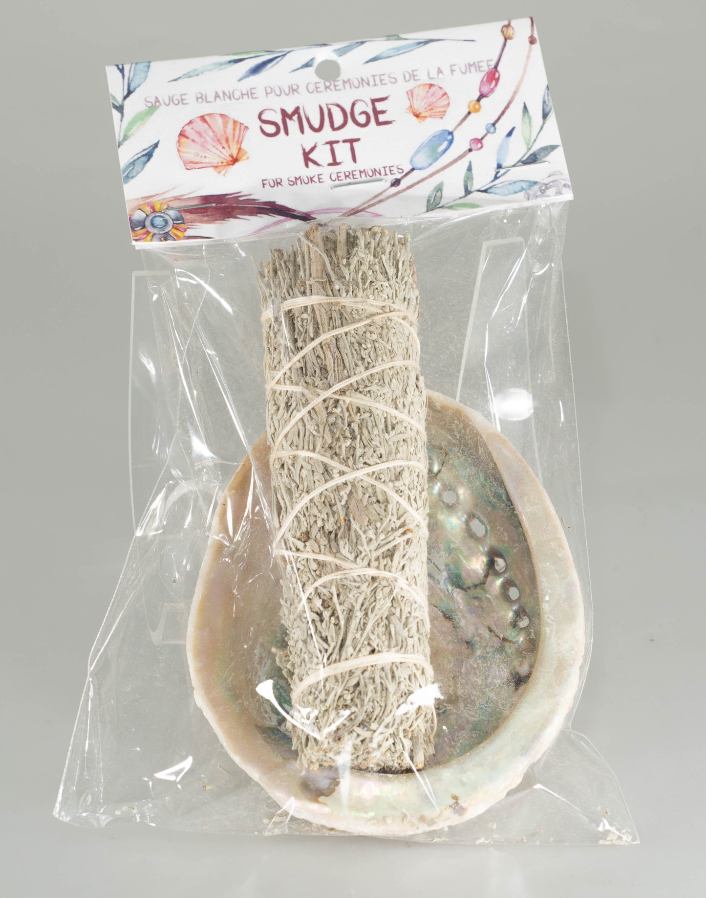 SMUDGE KIT - MIDAE ABALONE W/ BLUE SAGE 4 inch STICK - Sacred Sage