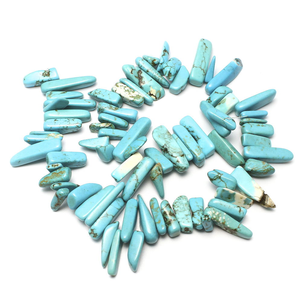 Blue Turquoise Gemstone Bead Nuggets - 1mm Hole - 15.5 Inch Long Imitation  Size:5x13x4mm to 8x30x8mm