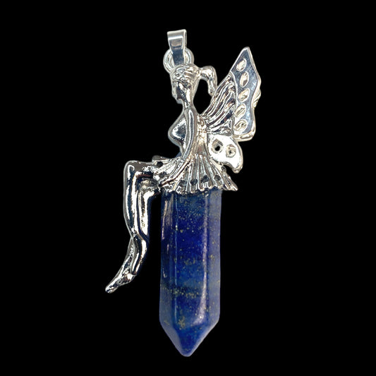 Fairy Design Terminated Pendant - Lapis Lazuli - Silver Color Plated Metal - 50mm - China - NEW1022