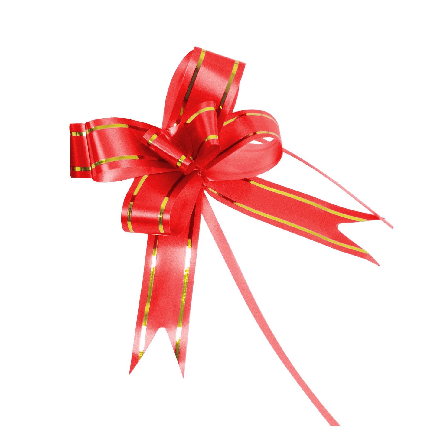 PK/10 BUTTERFLY BOW - RED with GOLD STRIPE 8 inch