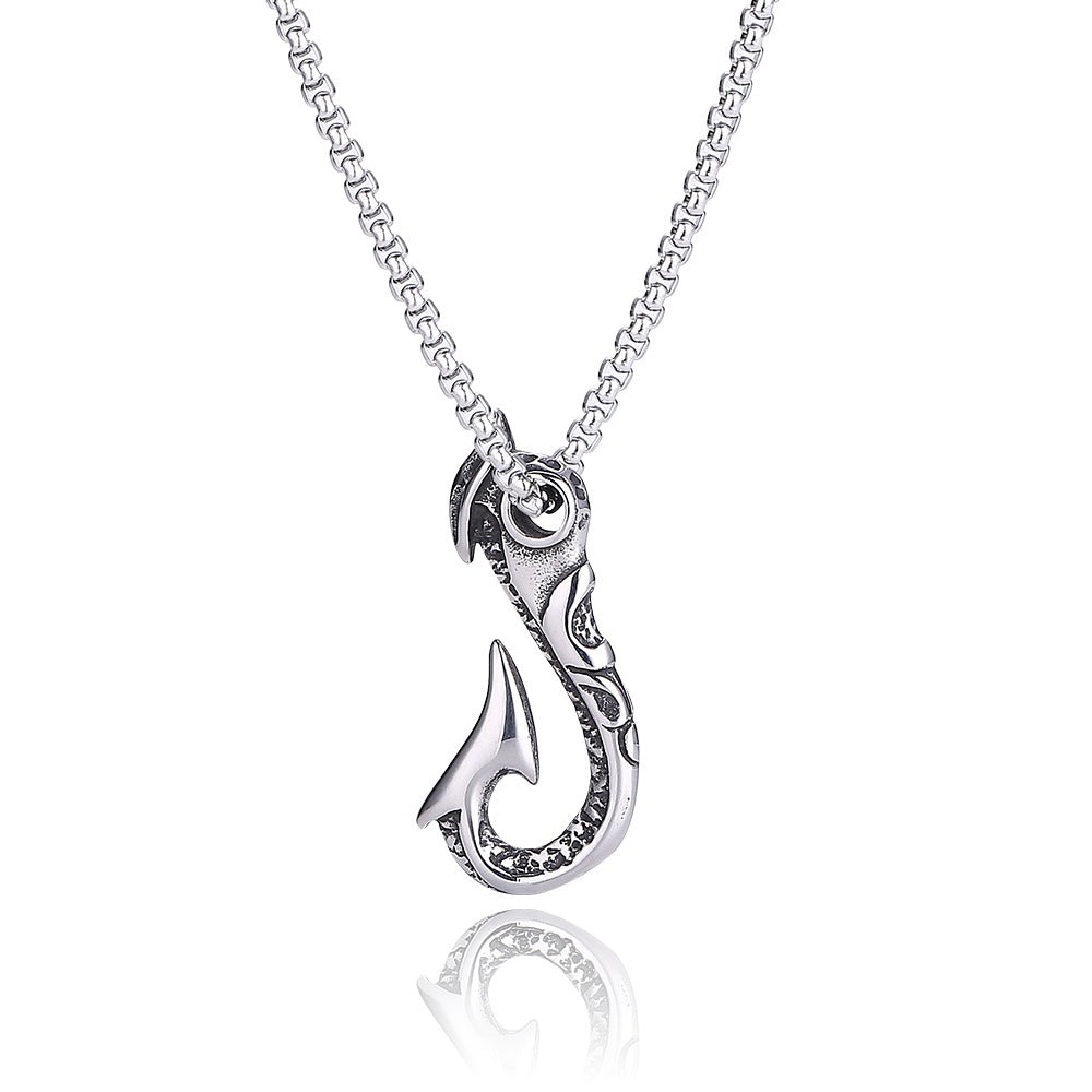 Stainless Steel Hook Necklace - Silver color - NEW222