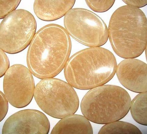 Cream Moonstone Worry Stones - 30-40mm Long - India - Peach Moonstone has a loving energy that brings out the best in people
