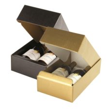 Black Matte Linen 2 Bottle Gift Box 7.25″ x 3.5 ” x 13.38″ (Min. Order: Case of 30)