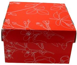 RED WITH WHITE FLOWER GIFT BOX 10X10X6/ LID