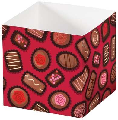 Chocolate Lovers Square Party Favor Gift Box - 3 3/4 x 3 3/4 x 3 3/4 inches deep (order in 6's) - NEW423