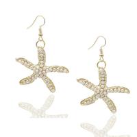 Starfish Zinc Earrings with Plastic Pearls Light Gold color plated