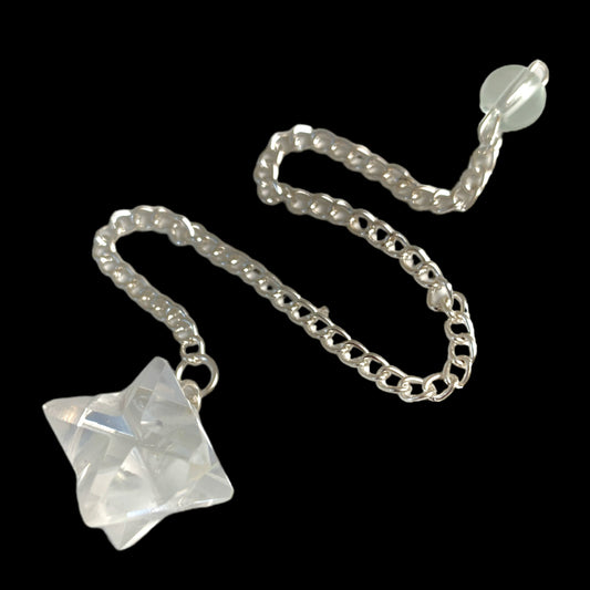 Clear Quartz Merkaba Star Pendulum  - 17 to 22mm Star - 25g - NEW422