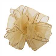 Sheer Spring Wired Ribbon - Gold/Gold Edge - 2.5 inches x 50 yards