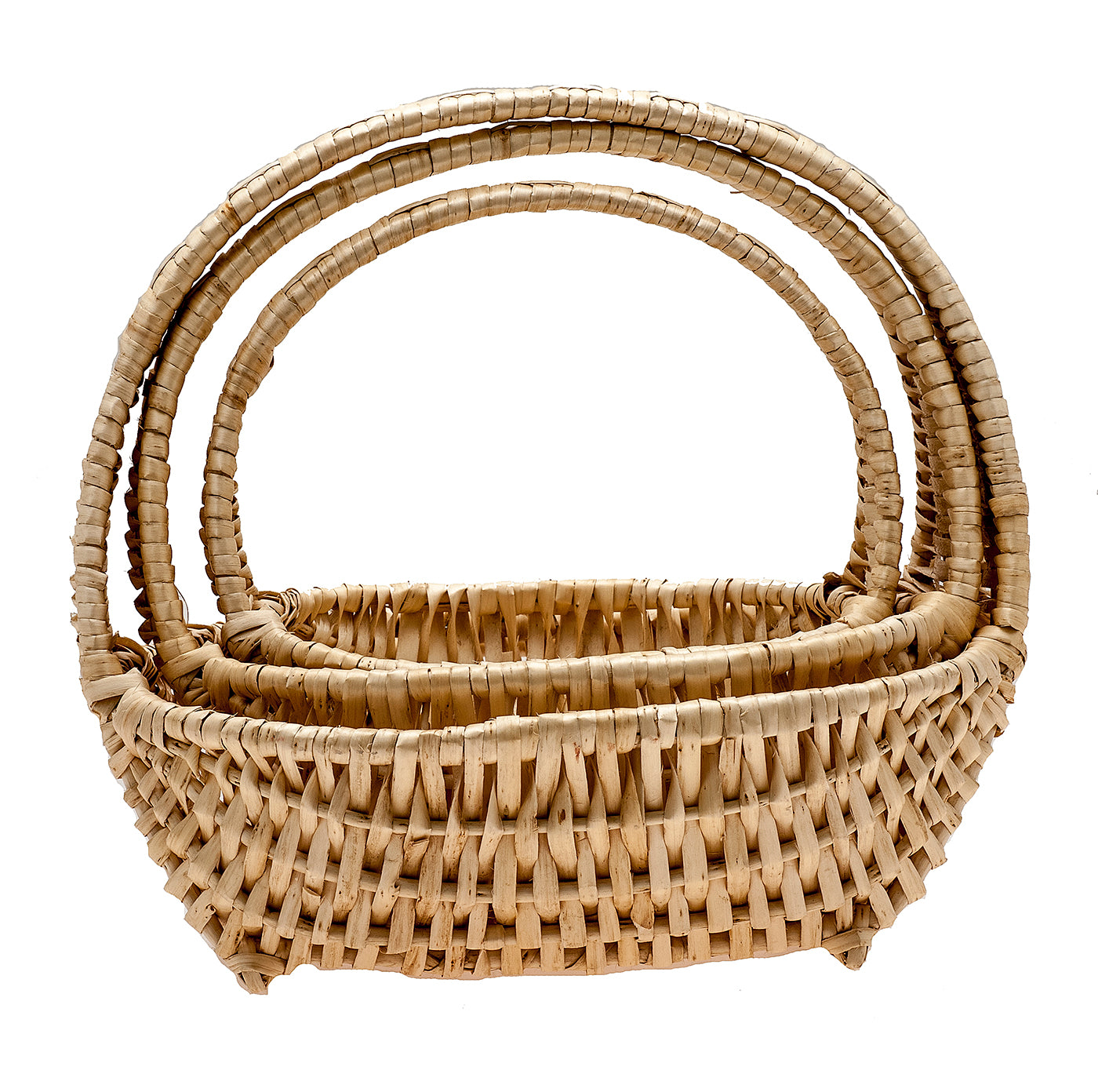 Set of 3 - Oval Split Willow Baskets - 14.17 - 12 -10.5 inch - EXTRA LARGE 14.17 x 11.81 x 5.51 x 14 HANDLE LARGE 12 x 10 x 4.5 x 12 HANDLE MEDIUM 10.5x 8.5 x 4 x 10 HANDLE