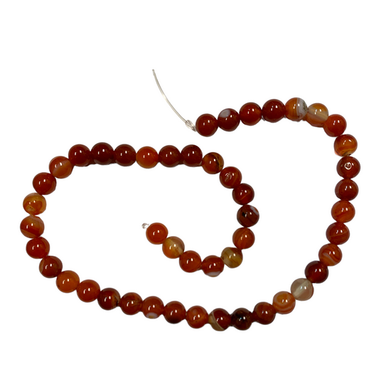 Carnelian Grade A - 8mm Round Bead Strand - 15 inch - China - NEW822