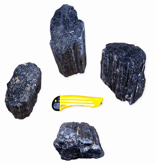 Giant Natural Rough Black TOURMALINE Raw Stone - Assorted Sizes 6 to 10 inch x 3 to 5 inch - Sold by the gram - India - Grade A - NEW1122