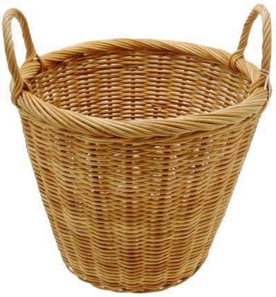 ROUND WICKER DISPLAY BASKET 14 inch Deep x 12 High with ear handles