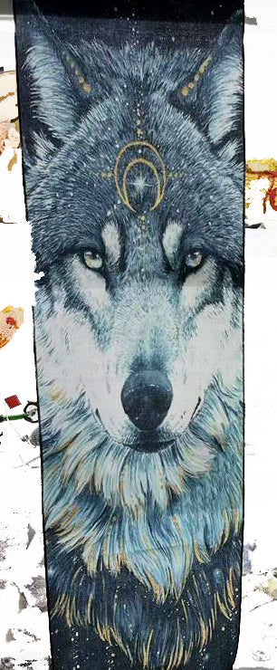 Grey Wolf Tapestry Wall Hanger - 12.5 wide x 51 inch long - 32.5×130cm - China - NEW423