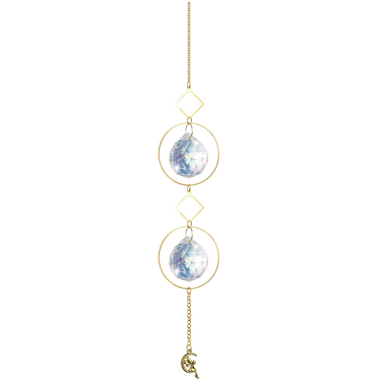 K9 Aura Crystal Hanger Suncatcher 2 Moons Brass Color Twinkle Hanger - Long inch - China - NEW911