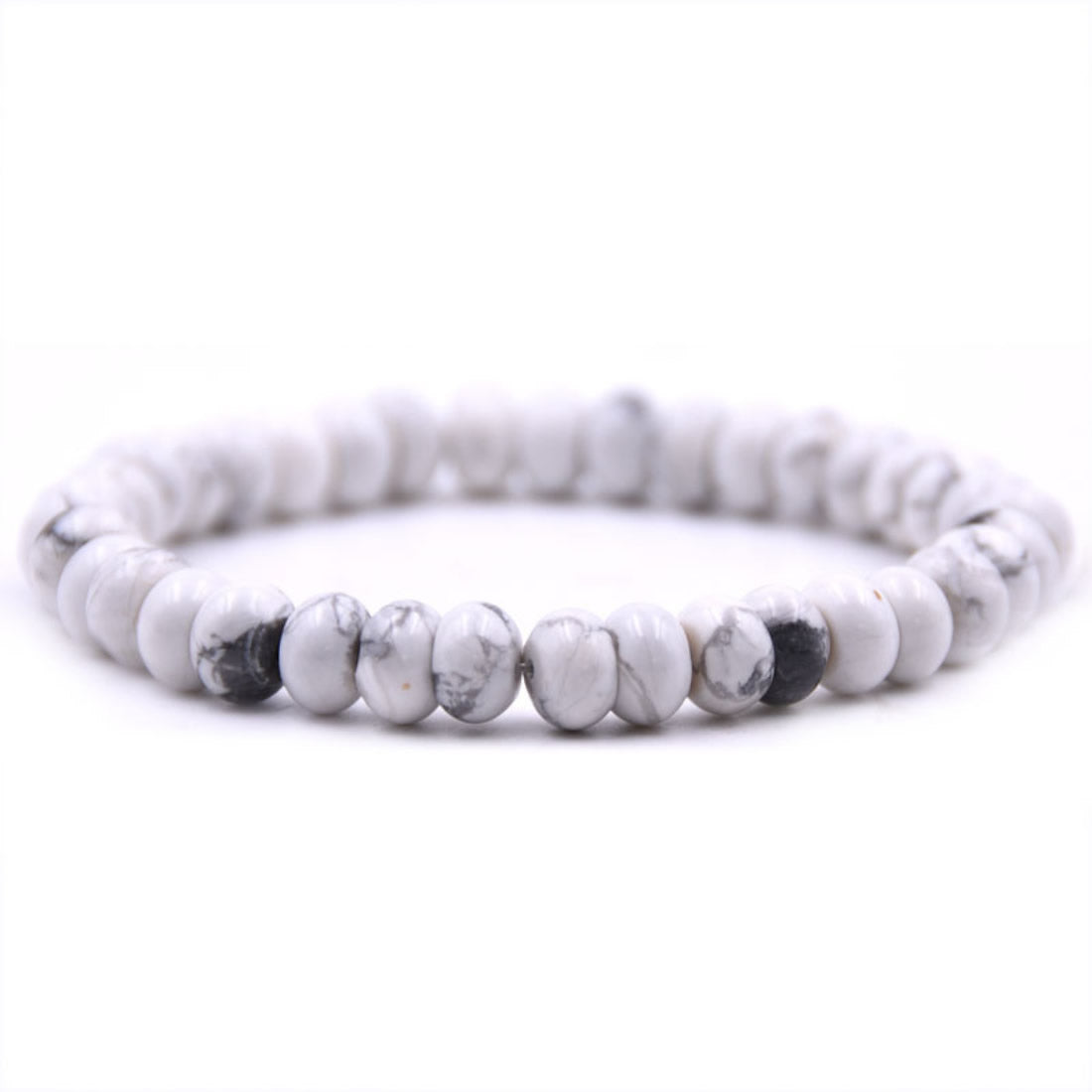 White Turquoise Gemstone Bracelet - Oval Beads - 7.5 inches