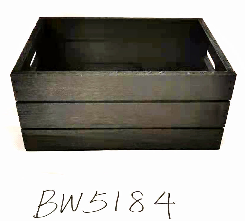 Black Paulownia Wood Crate 8.5 x 6.5 x 3.75 inch deep - Fits a 17x27 Basket Bag